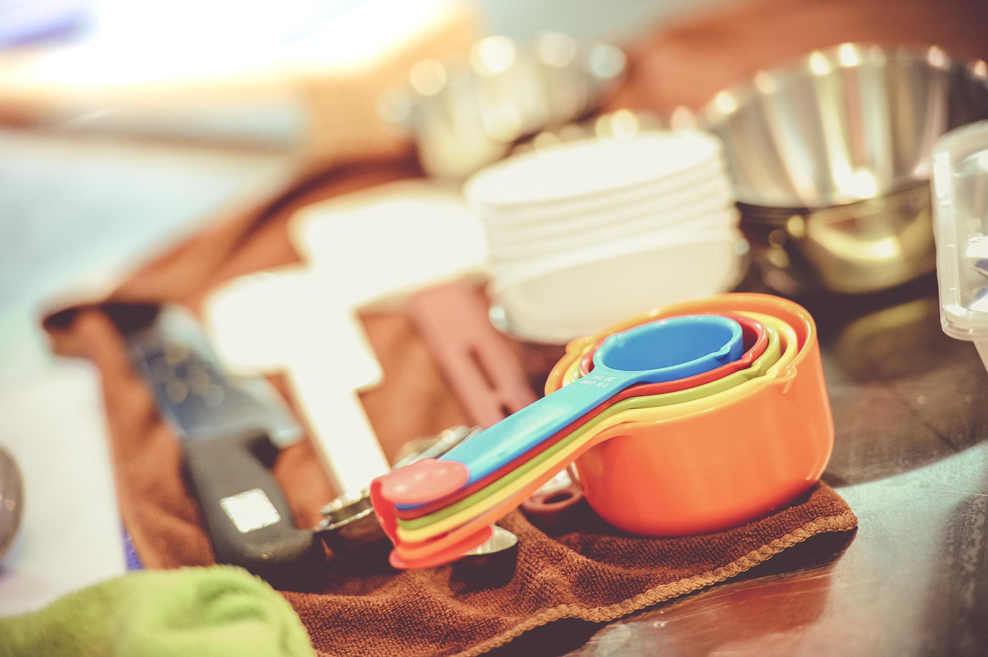 Beginner cooking setup with basic utensils